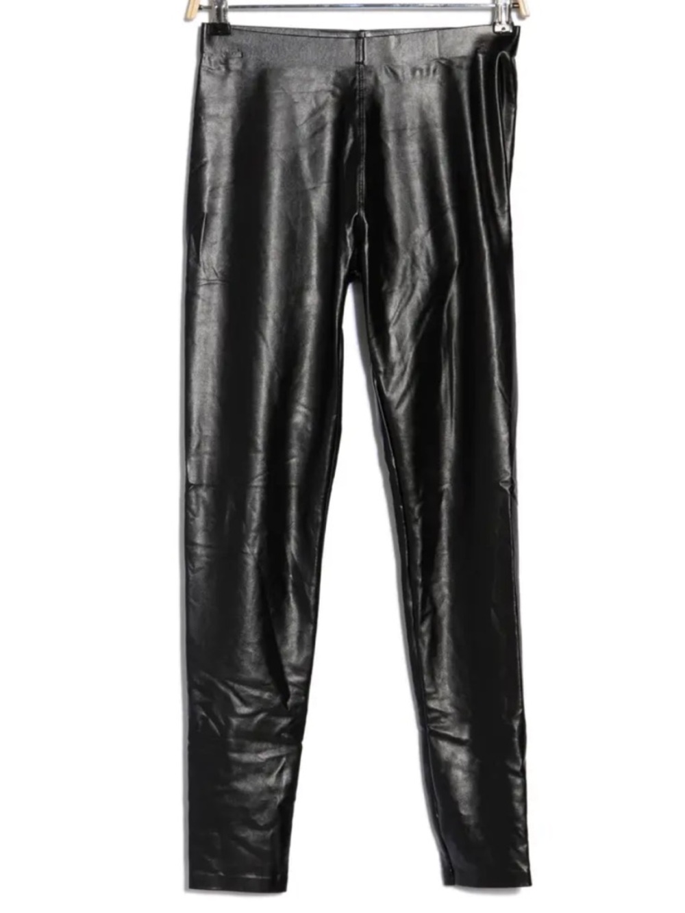 NWOT Hue Black shiny Coated Cigarette Vegan Leather High Waist Leggings SZ L - Picture 14 of 14